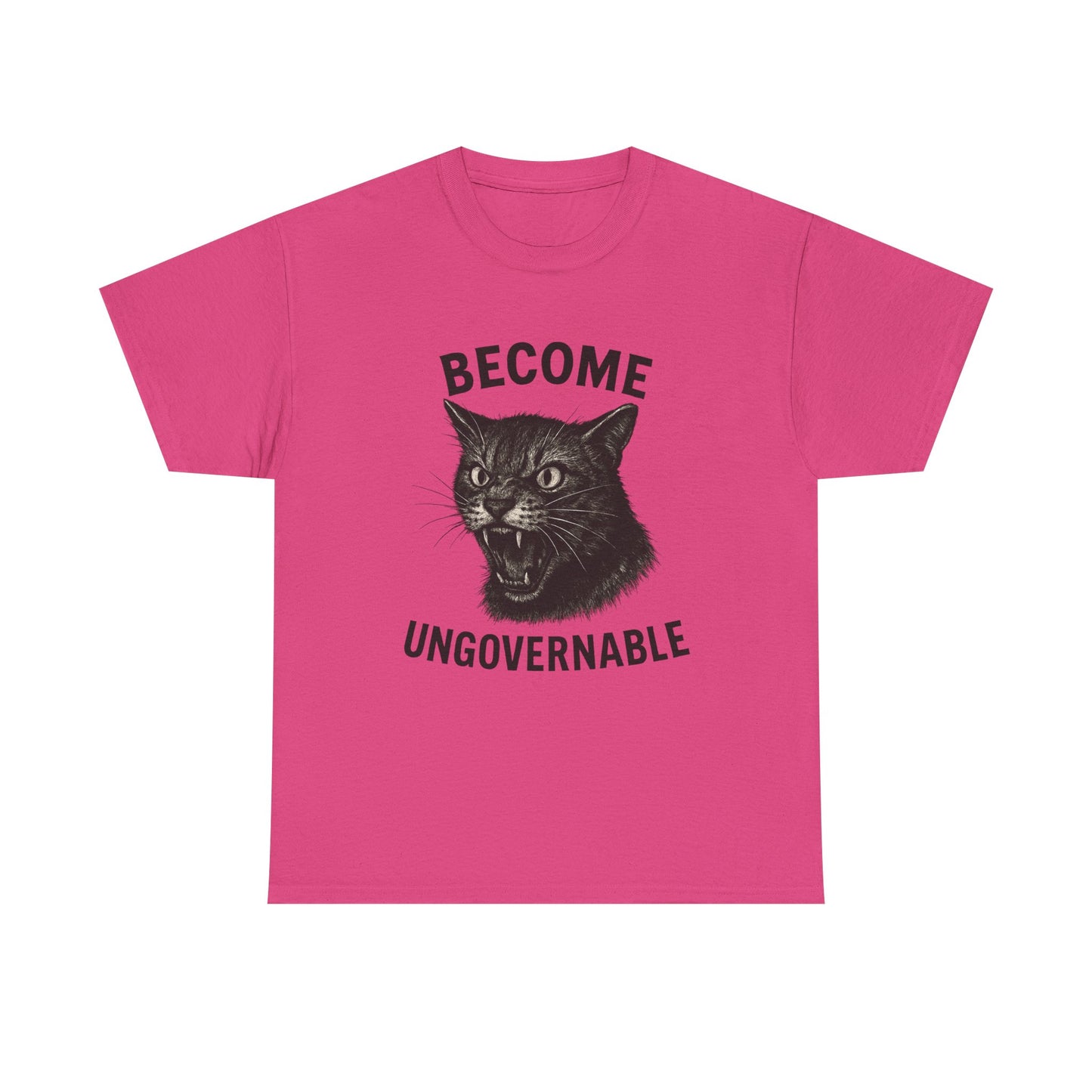 "Become Ungovernable" Unisex Heavy Cotton Tee - Bold Graphic T-Shirt for Cat Lovers