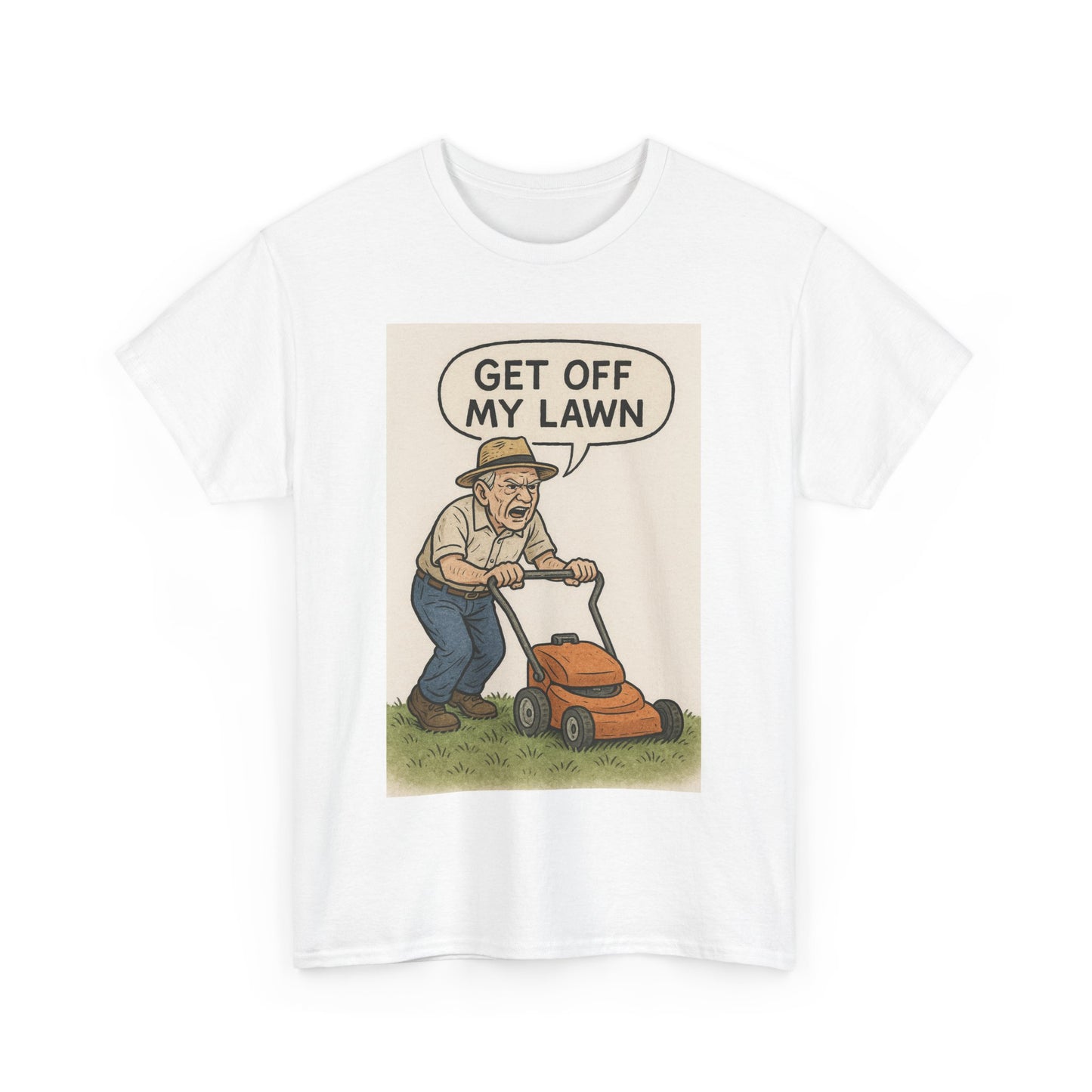 Get Off My Lawn Graphic Tee | Funny Unisex Cotton T-Shirt, Gift for Gardeners, Dad Humor Shirt, Lawn Care Lover's Apparel