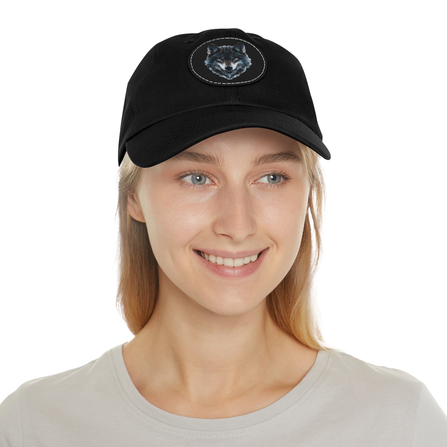 Wolf - Dad Hat with Leather Patch (Round)