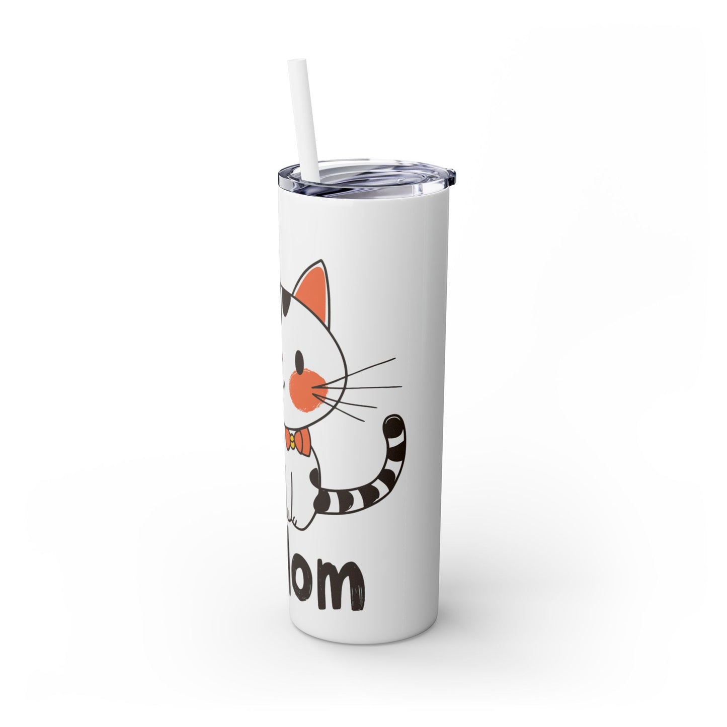 Cat Mom - Skinny Tumbler with Straw, 20oz