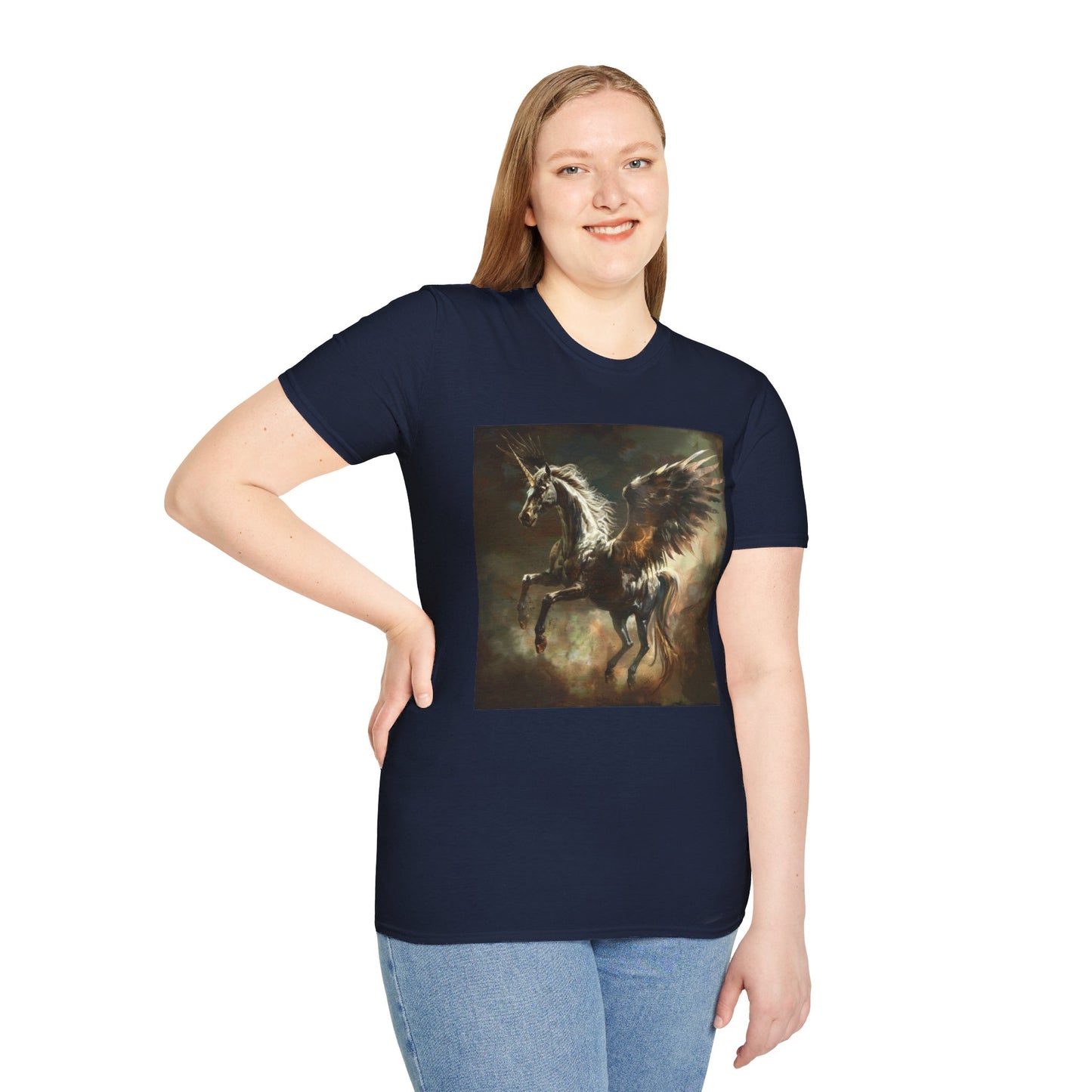 Pegasus flying Unicorn - Unisex Softstyle T-Shirt