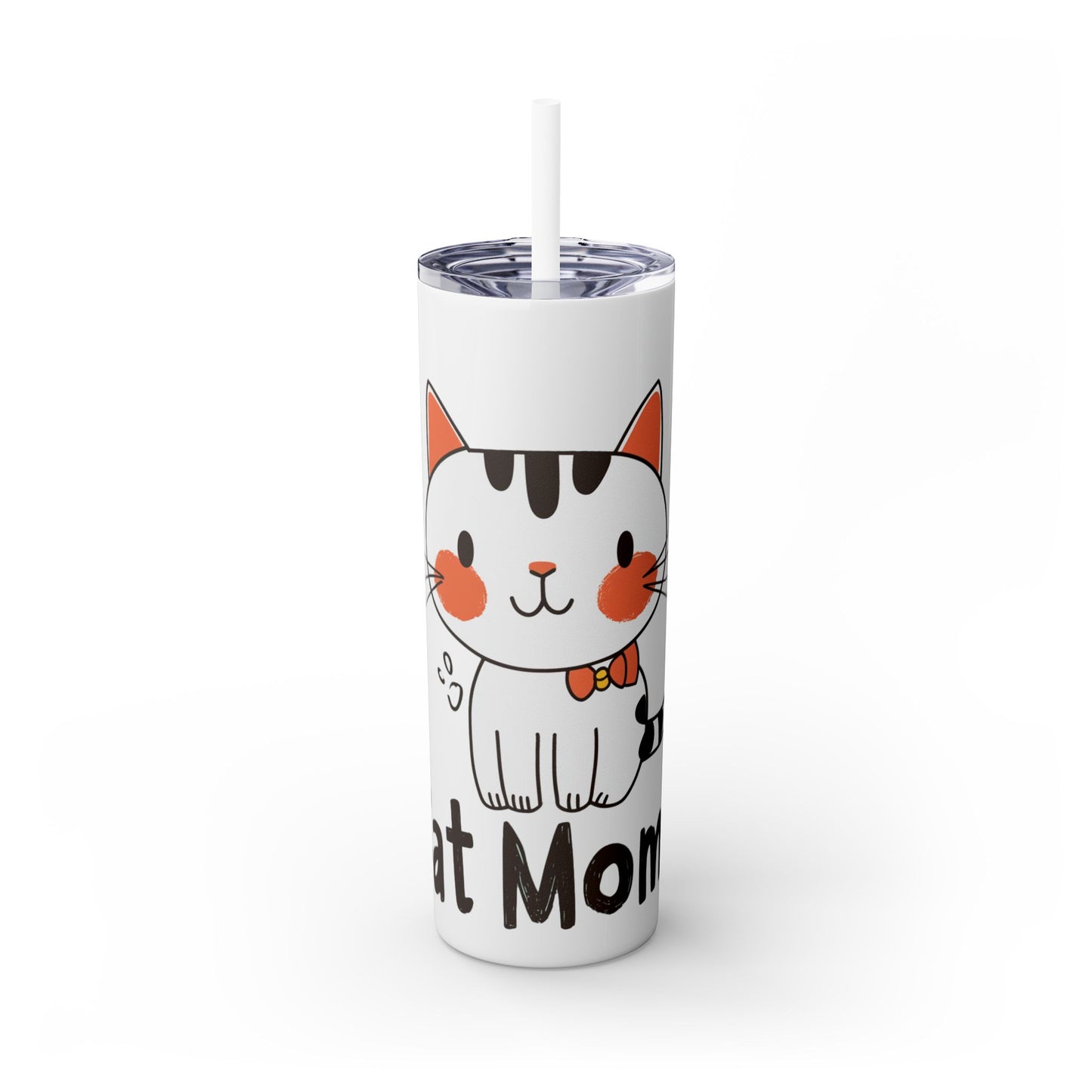Cat Mom - Skinny Tumbler with Straw, 20oz