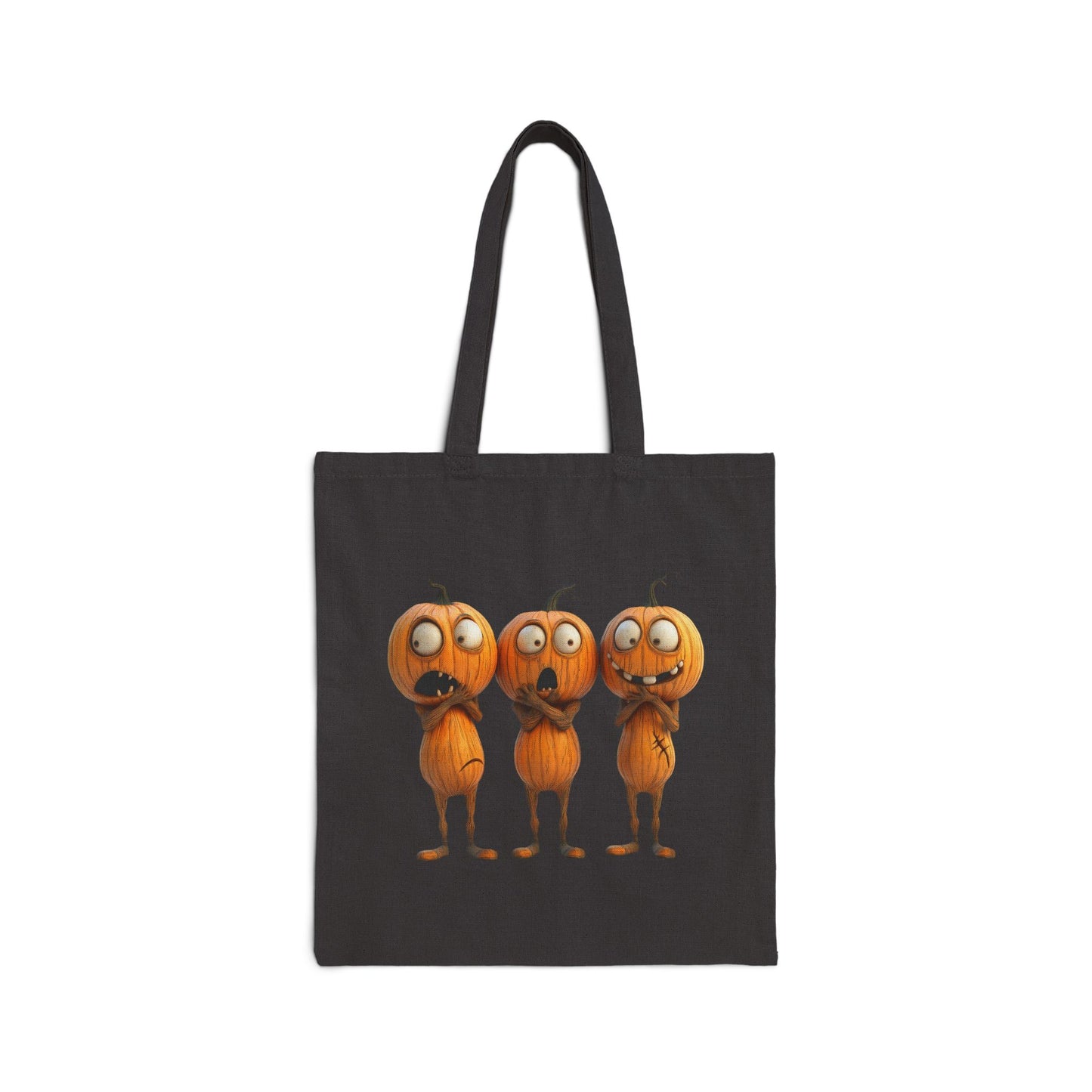 Halloween Goofy Pumpkin heads - Cotton Canvas Tote Bag