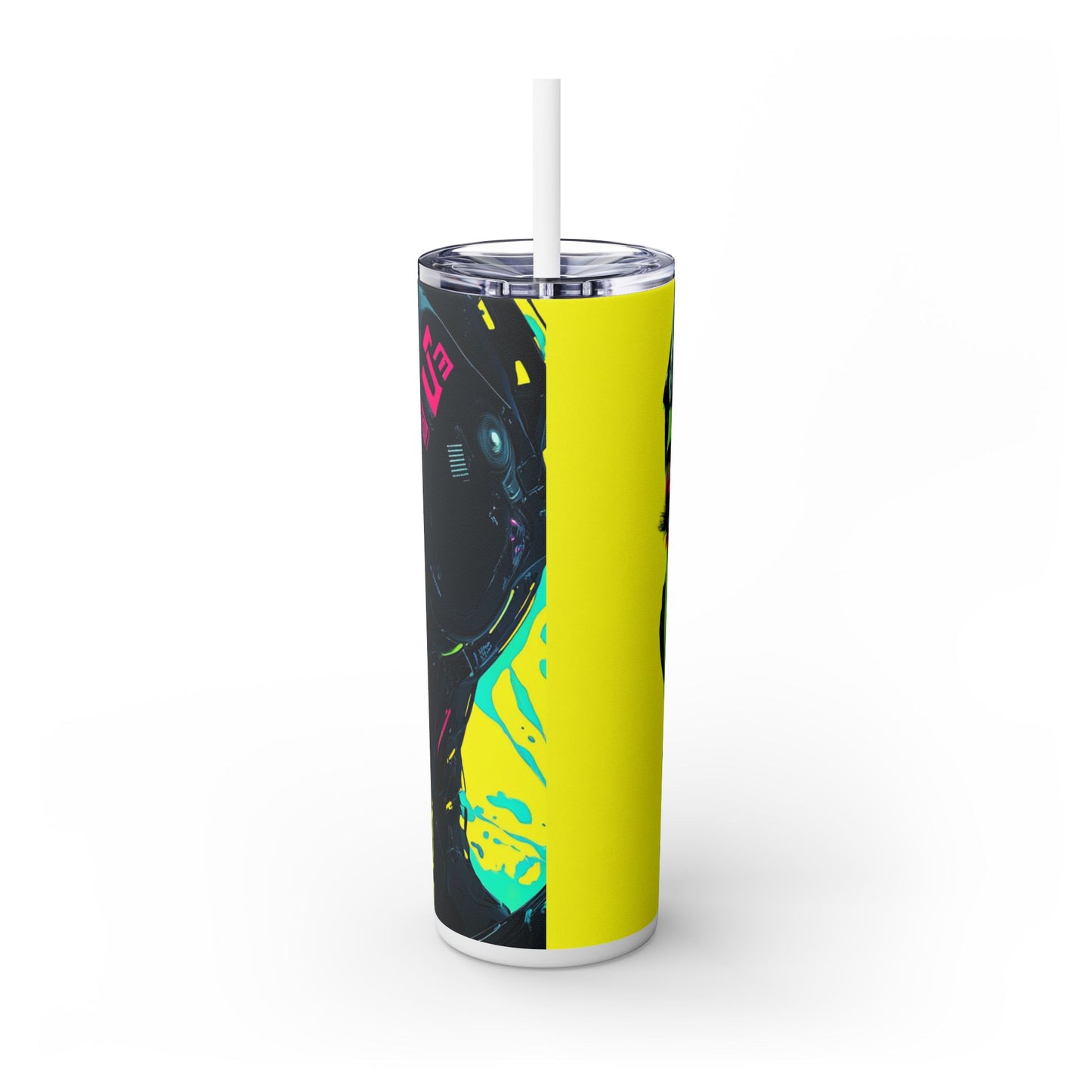 Cybernetic Cyberpunk - Skinny Tumbler with Straw, 20oz