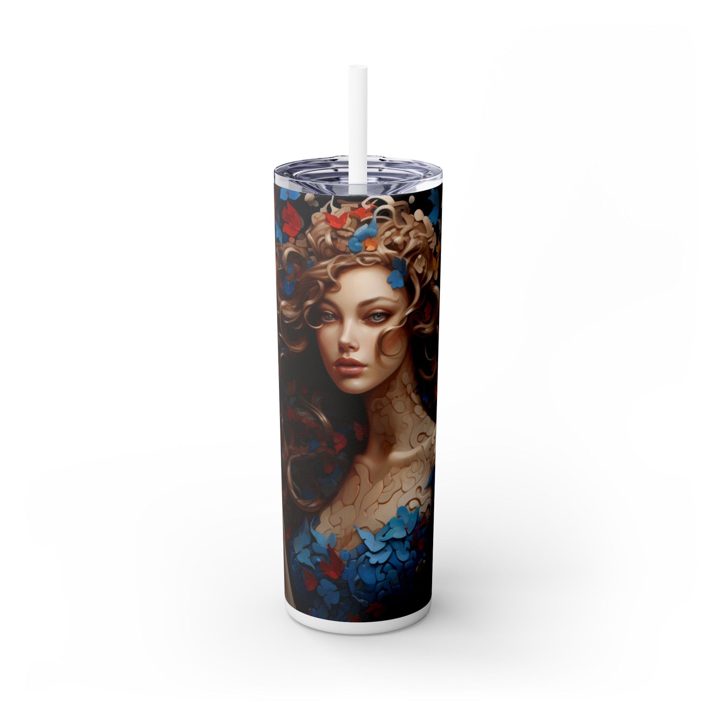 Puzzled Beauty - Skinny Tumbler with Straw, 20oz