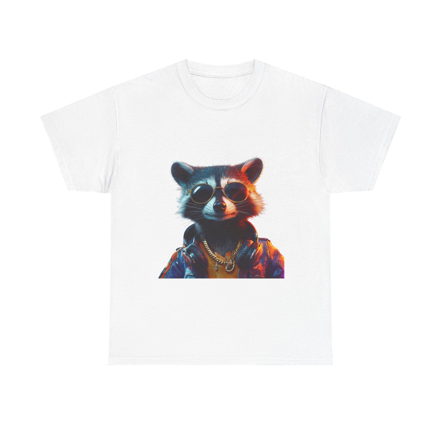 Cool Hipster Raccoon Graphic Unisex Heavy Cotton Tee - Perfect for Animal Lovers and Casual Style!
