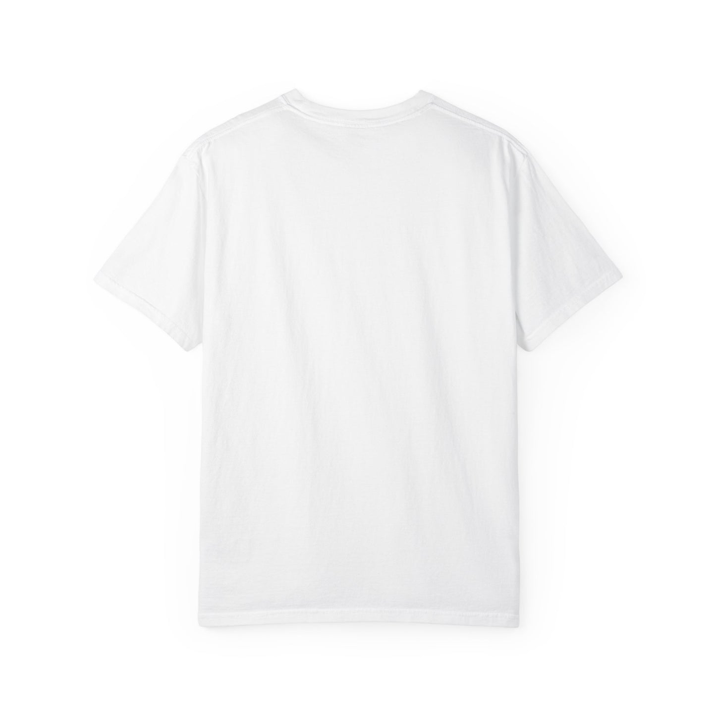8647 DJT He's Gotta Go Unisex Garment-Dyed Tee. Large front logo design