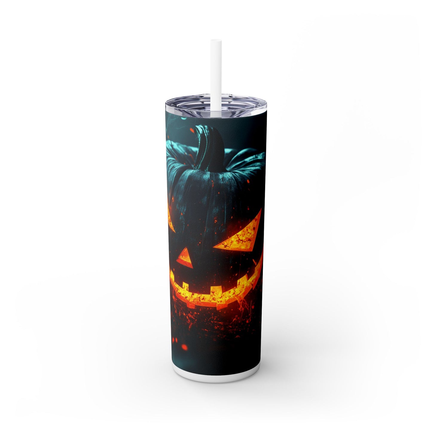 Evil Pumpkin - Skinny Tumbler with Straw, 20oz