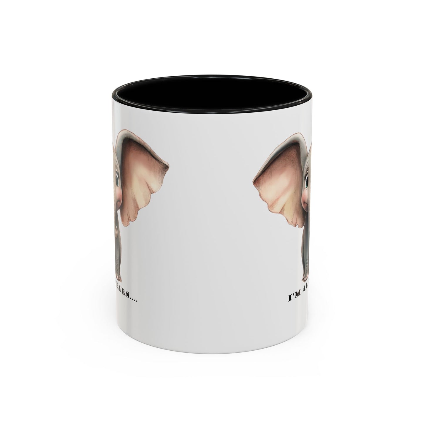 Elephant I'm all ears - Accent Coffee Mug (11, 15oz)