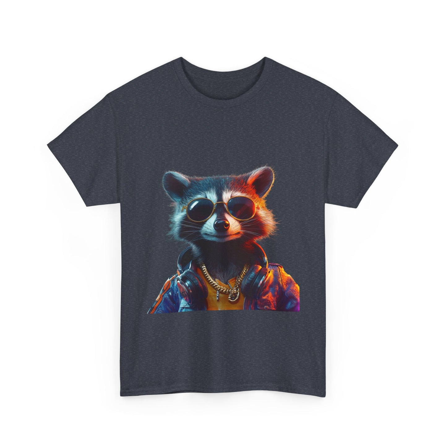 Cool Hipster Raccoon Graphic Unisex Heavy Cotton Tee - Perfect for Animal Lovers and Casual Style!