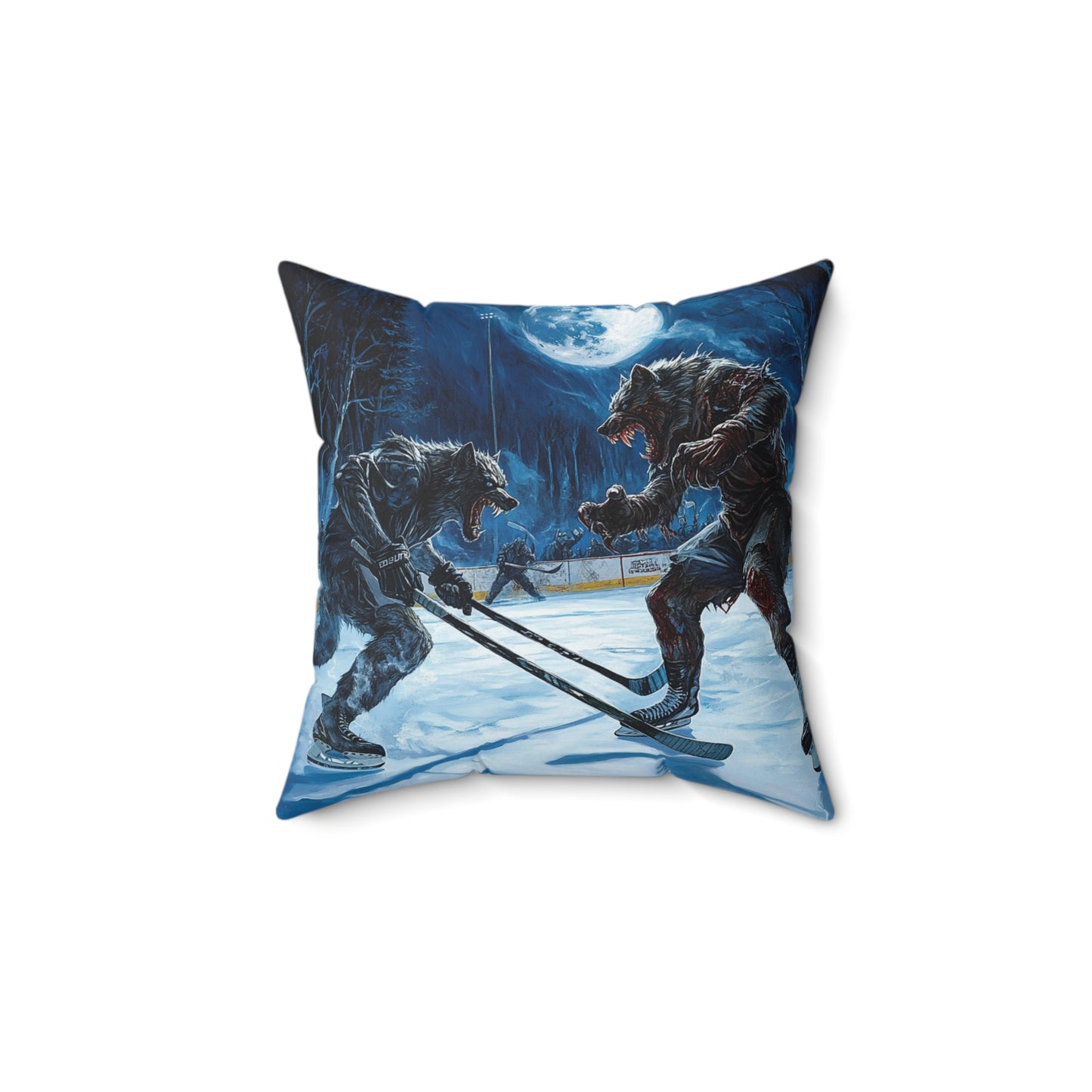 Werewolf Hockey - Spun Polyester Square Pillow