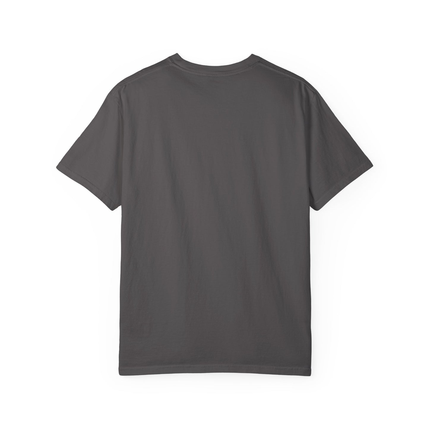 8647 DJT He's Gotta Go Unisex Garment-Dyed Tee. Large front logo design