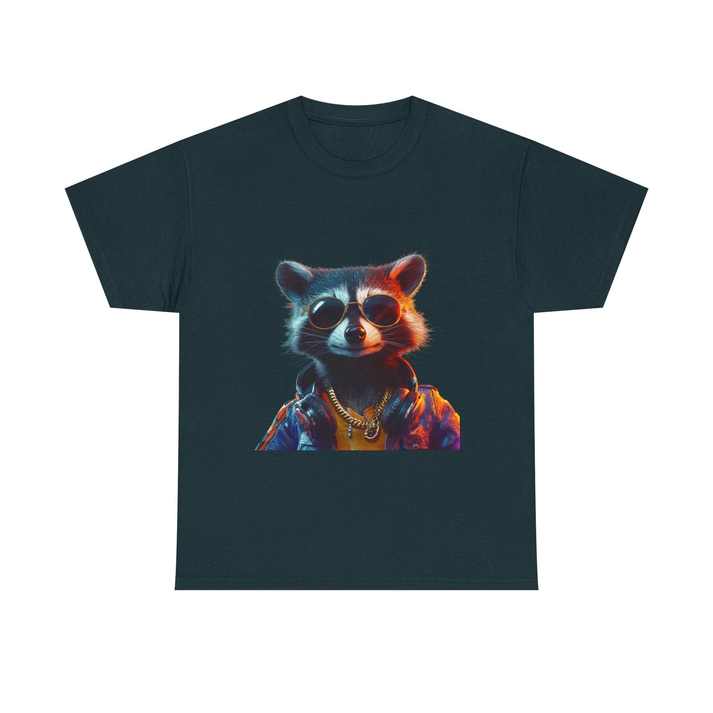 Cool Hipster Raccoon Graphic Unisex Heavy Cotton Tee - Perfect for Animal Lovers and Casual Style!