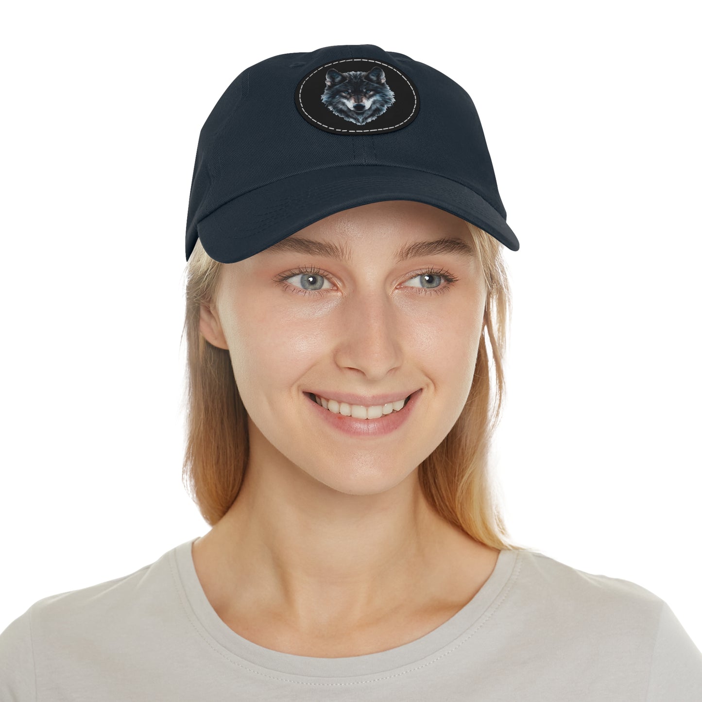 Wolf - Dad Hat with Leather Patch (Round)