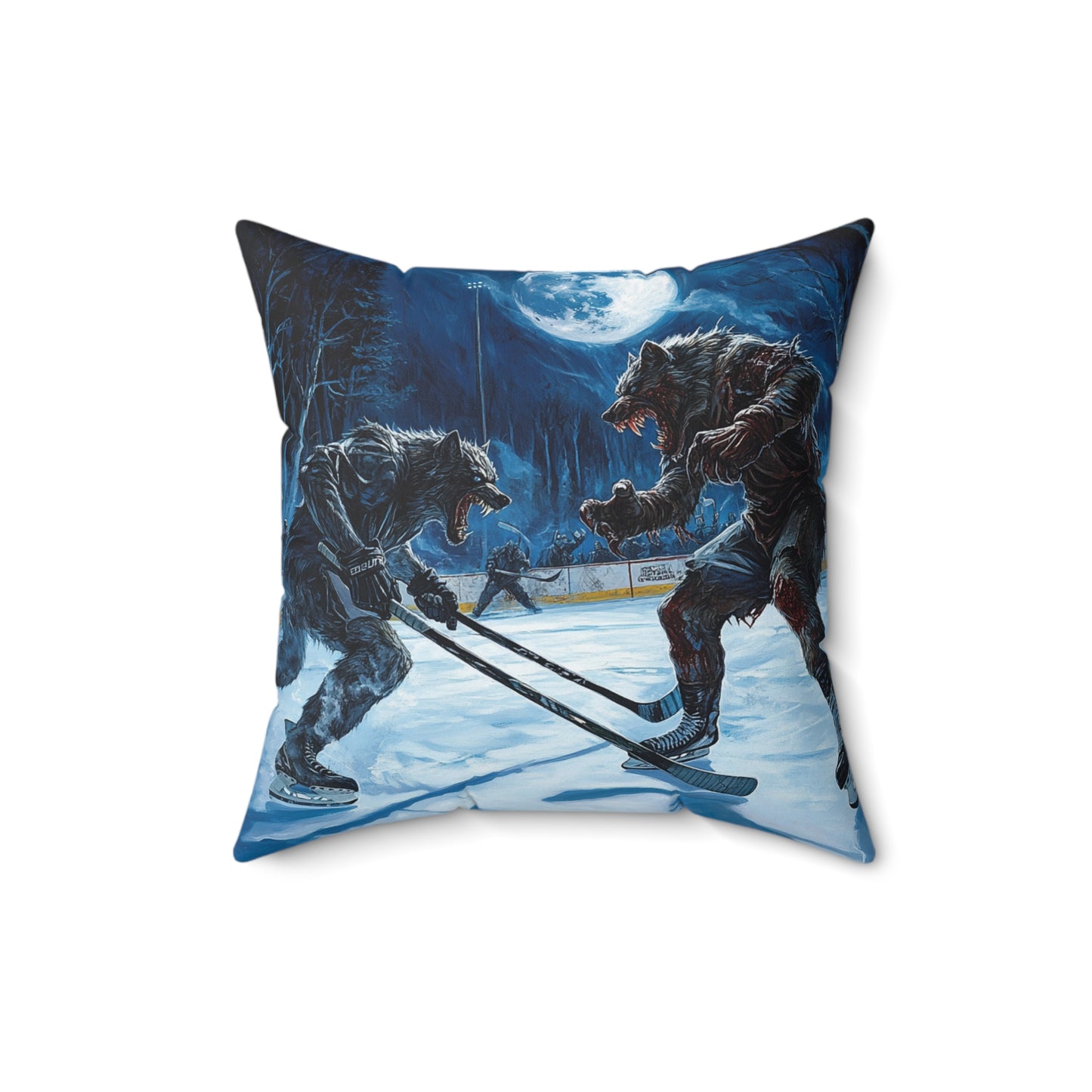 Werewolf Hockey - Spun Polyester Square Pillow