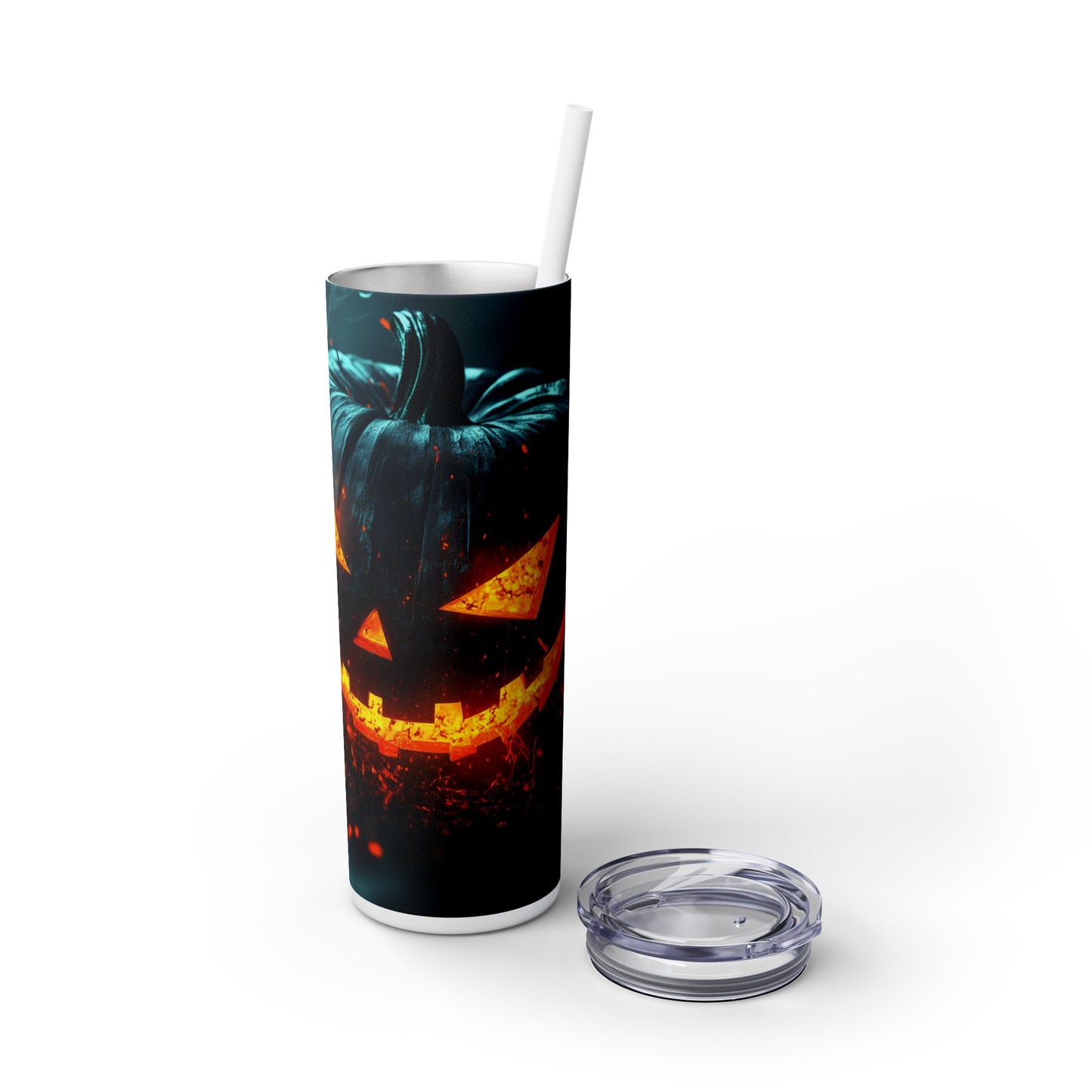 Evil Pumpkin - Skinny Tumbler with Straw, 20oz
