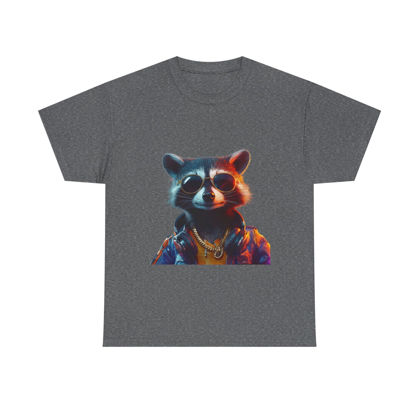 Cool Hipster Raccoon Graphic Unisex Heavy Cotton Tee - Perfect for Animal Lovers and Casual Style!