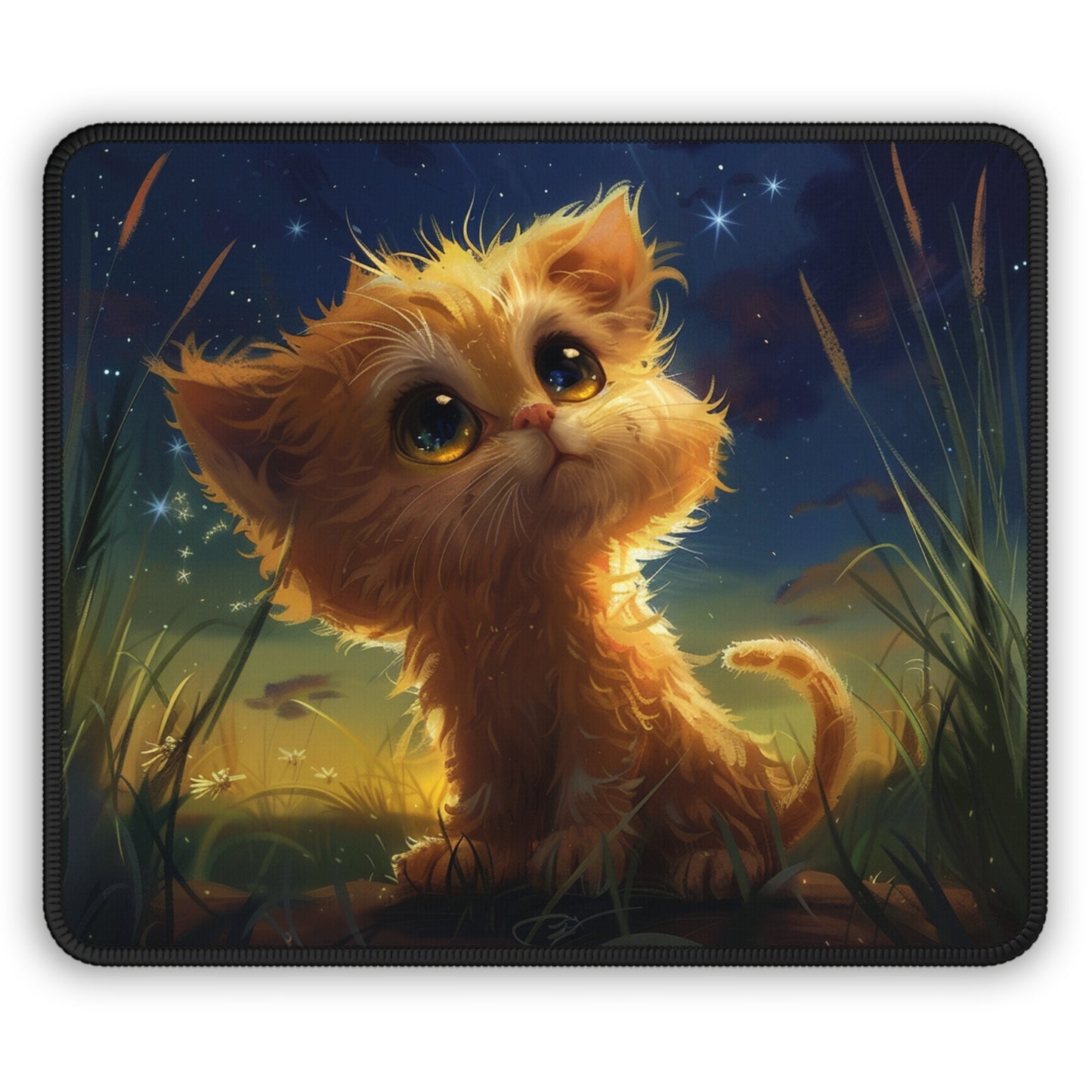 Starry Night Kitten - Gaming Mouse Pad