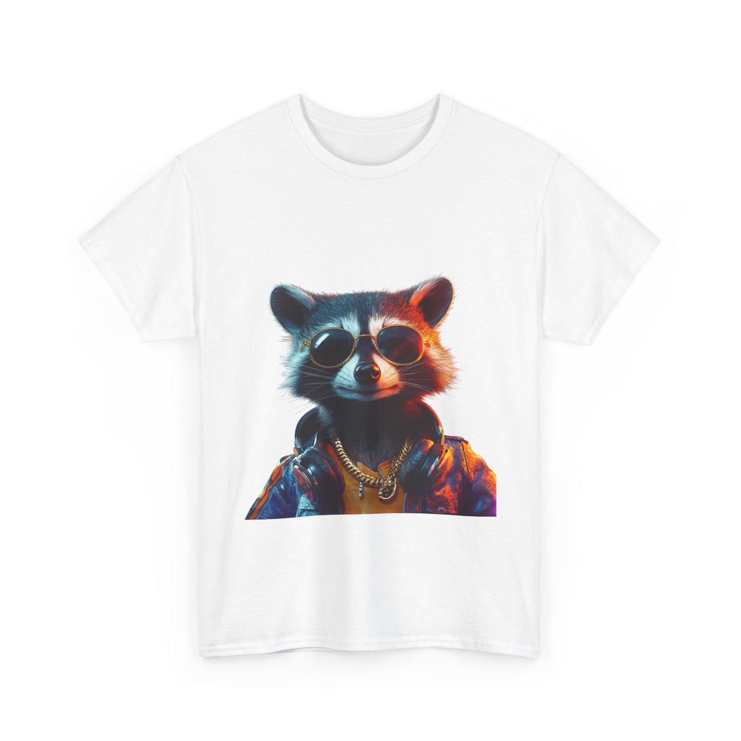 Cool Hipster Raccoon Graphic Unisex Heavy Cotton Tee - Perfect for Animal Lovers and Casual Style!