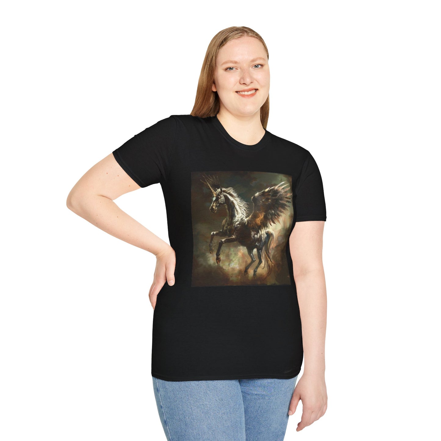Pegasus flying Unicorn - Unisex Softstyle T-Shirt