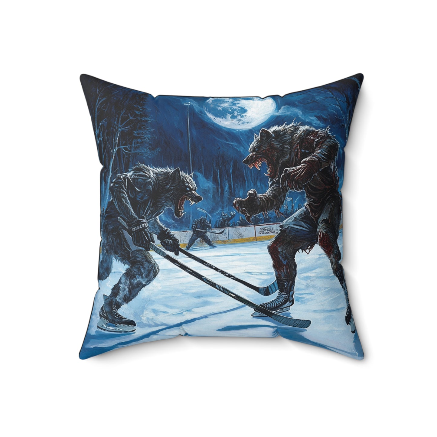 Werewolf Hockey - Spun Polyester Square Pillow