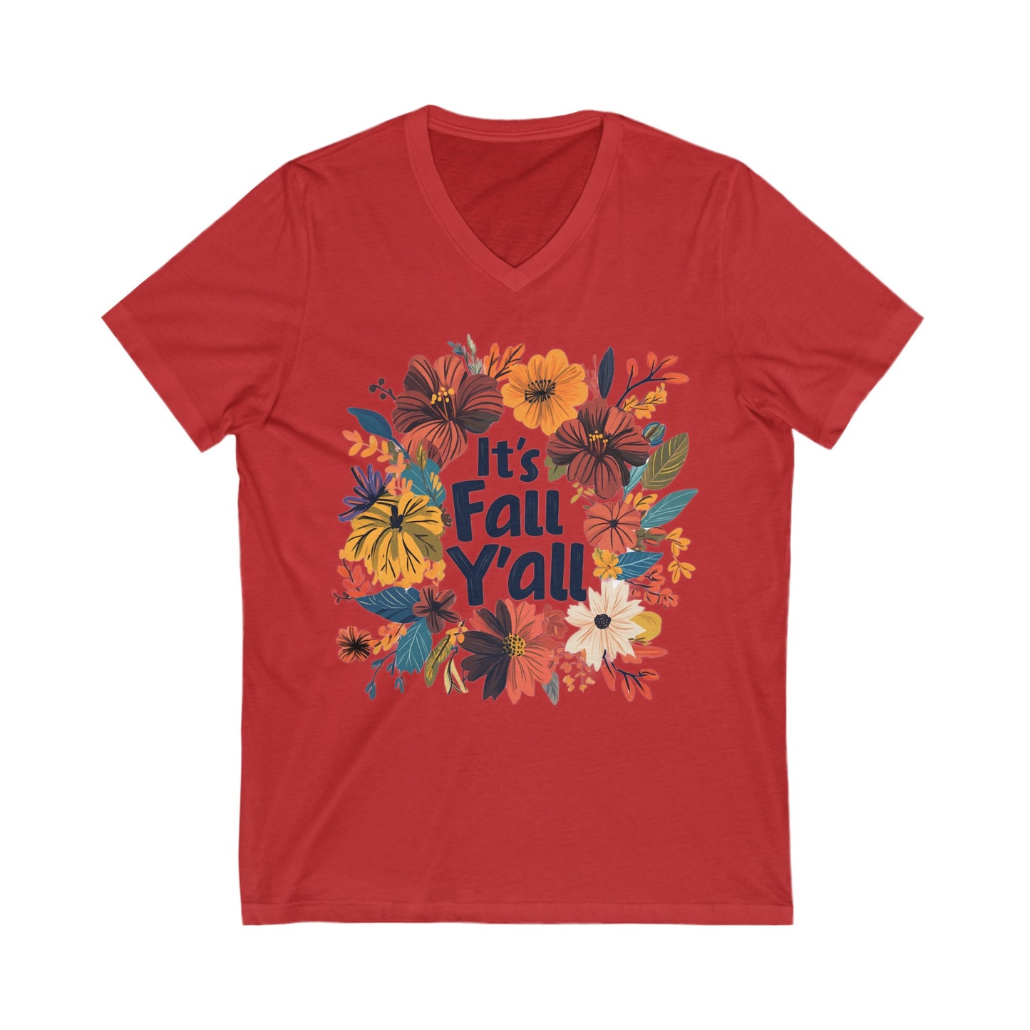 It's Fall Y'all - Short Sleeve V-Neck Tee
