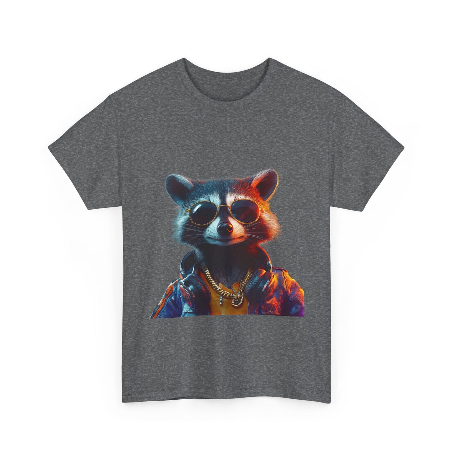 Cool Hipster Raccoon Graphic Unisex Heavy Cotton Tee - Perfect for Animal Lovers and Casual Style!