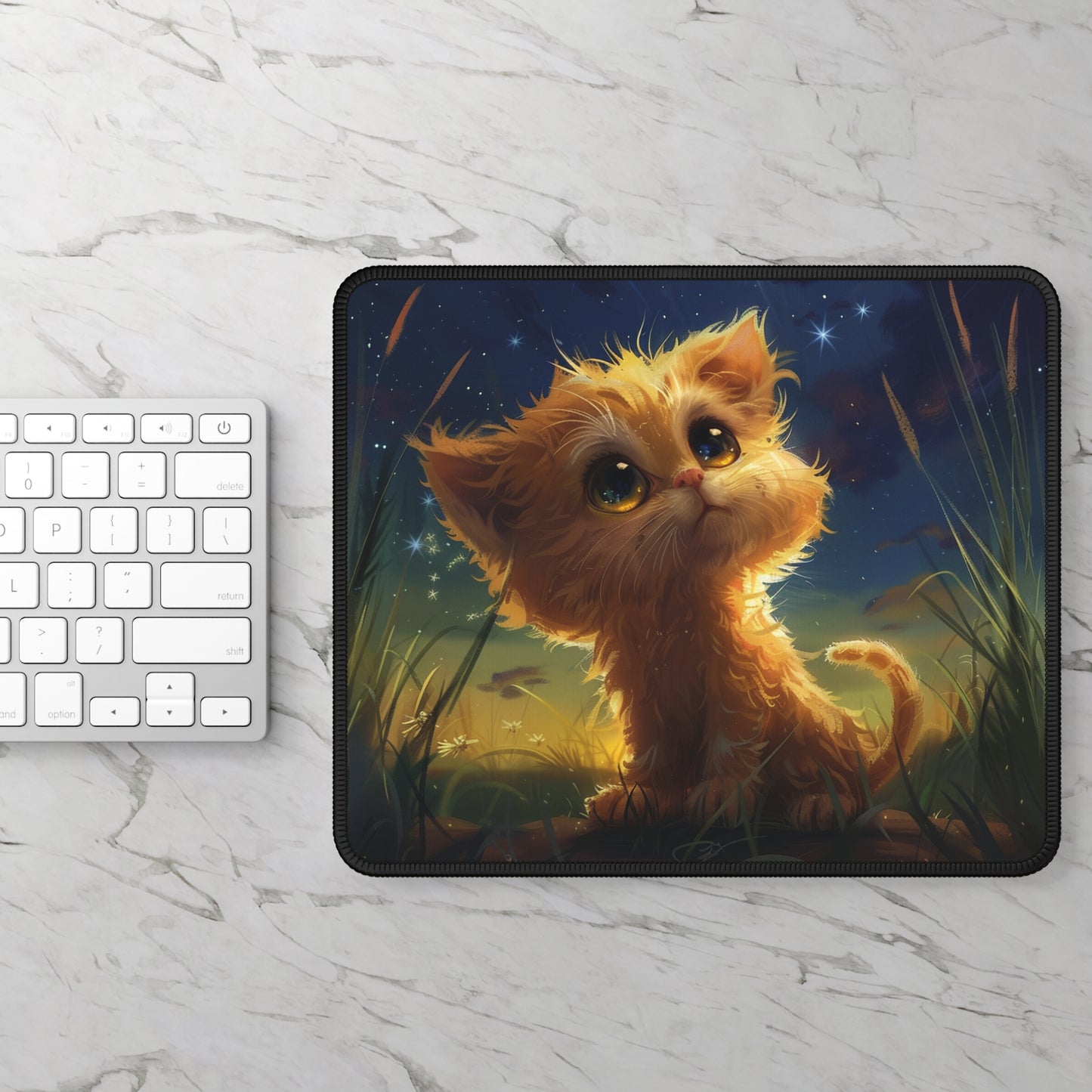 Starry Night Kitten - Gaming Mouse Pad