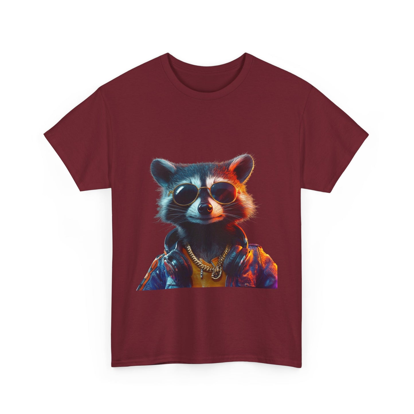 Cool Hipster Raccoon Graphic Unisex Heavy Cotton Tee - Perfect for Animal Lovers and Casual Style!