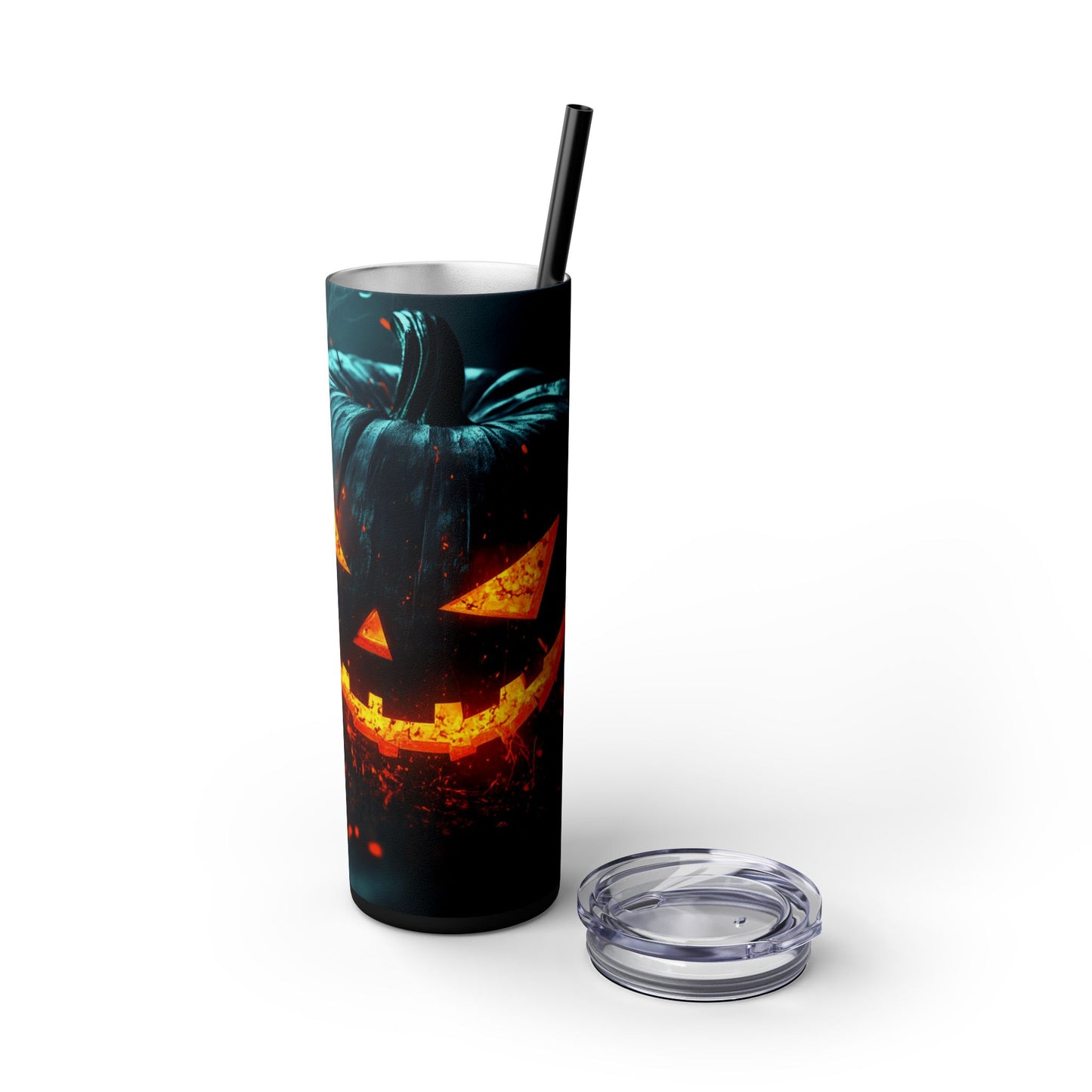 Evil Pumpkin - Skinny Tumbler with Straw, 20oz