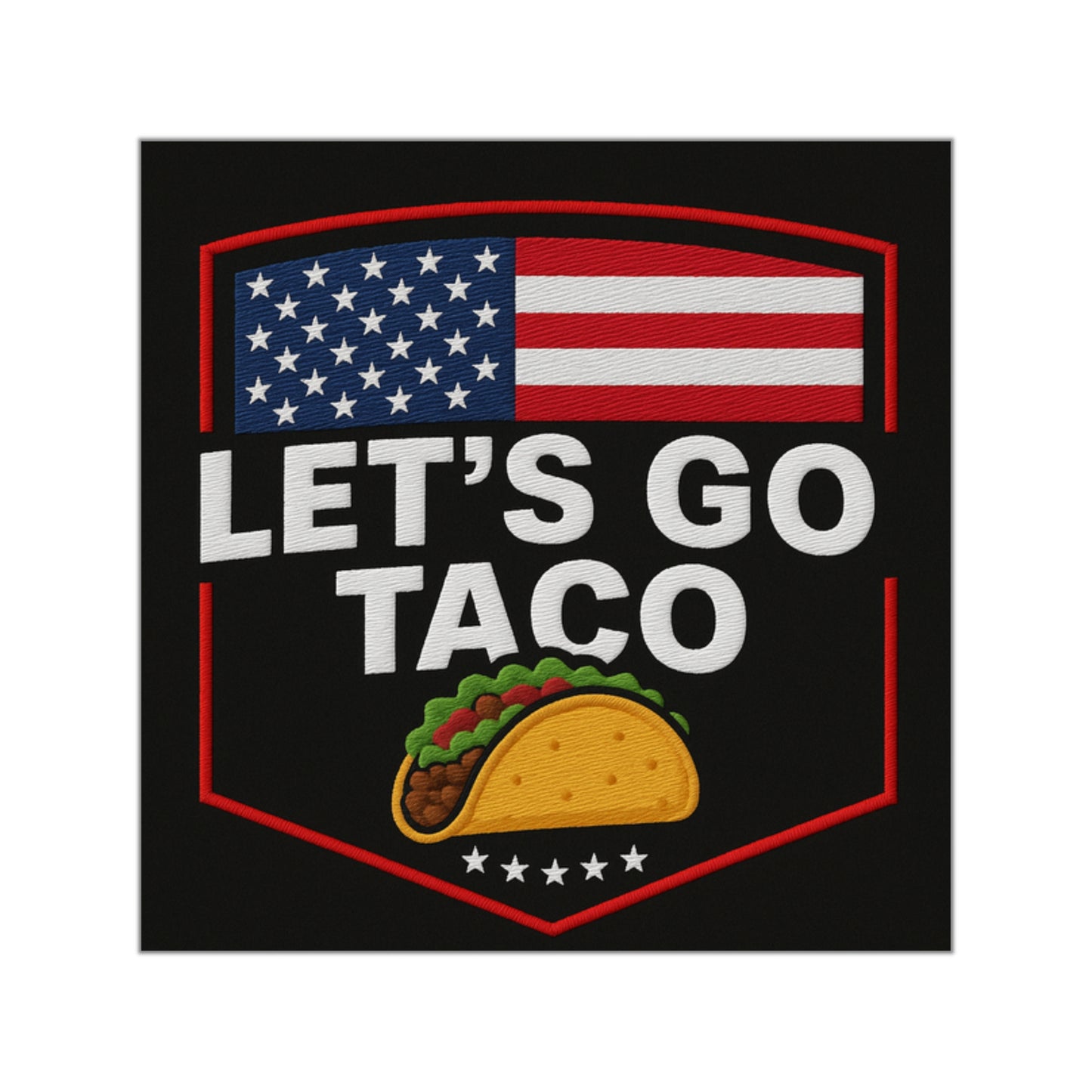 Let's go Taco-themed Vinyl Stickers | Let's Go Taco | Fun Laptop Decals | Party Favors | Gift for Taco Lovers | USA Pride Decor