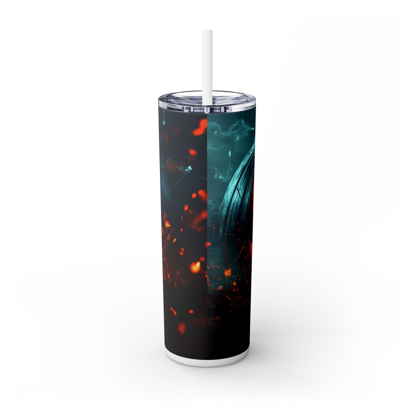 Evil Pumpkin - Skinny Tumbler with Straw, 20oz