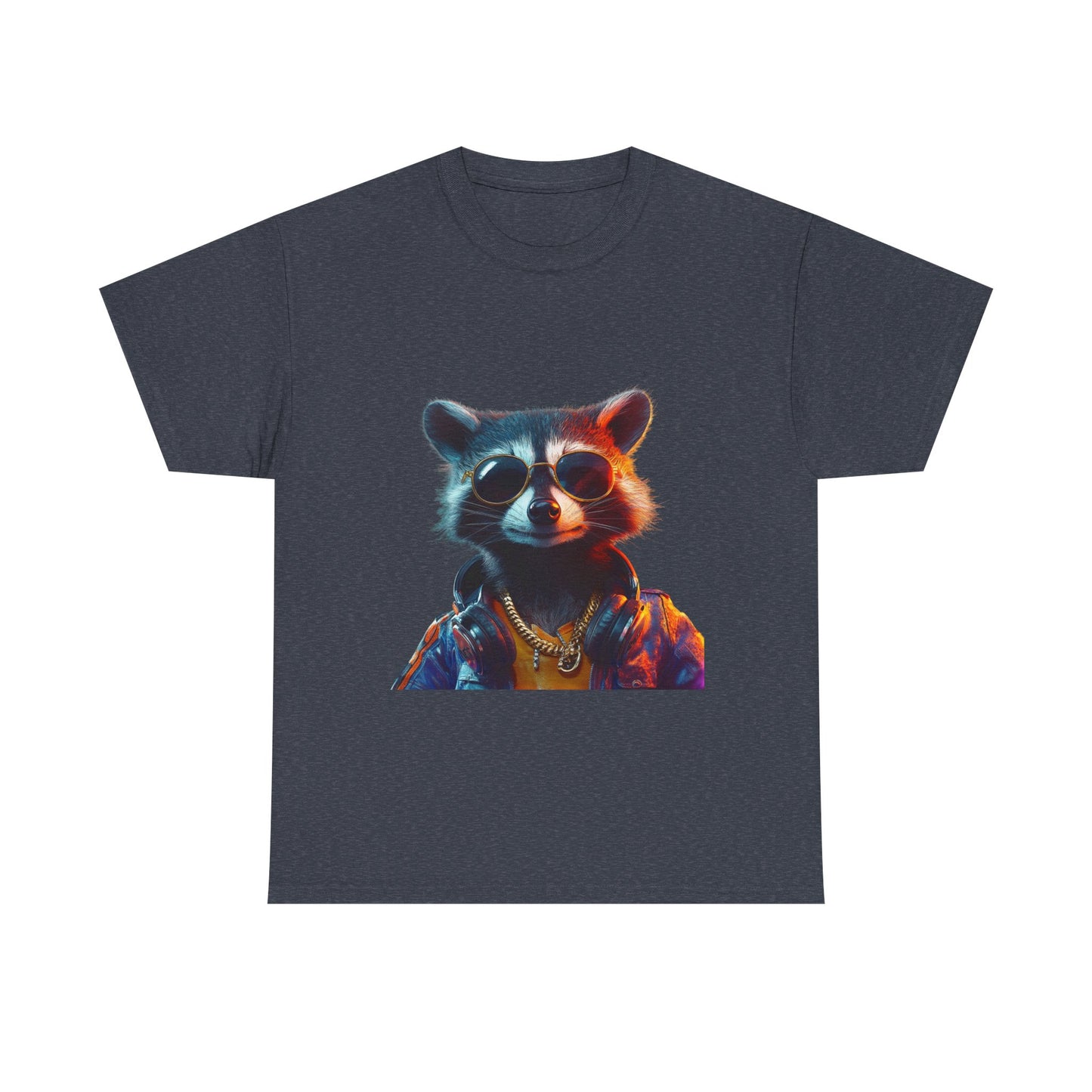 Cool Hipster Raccoon Graphic Unisex Heavy Cotton Tee - Perfect for Animal Lovers and Casual Style!