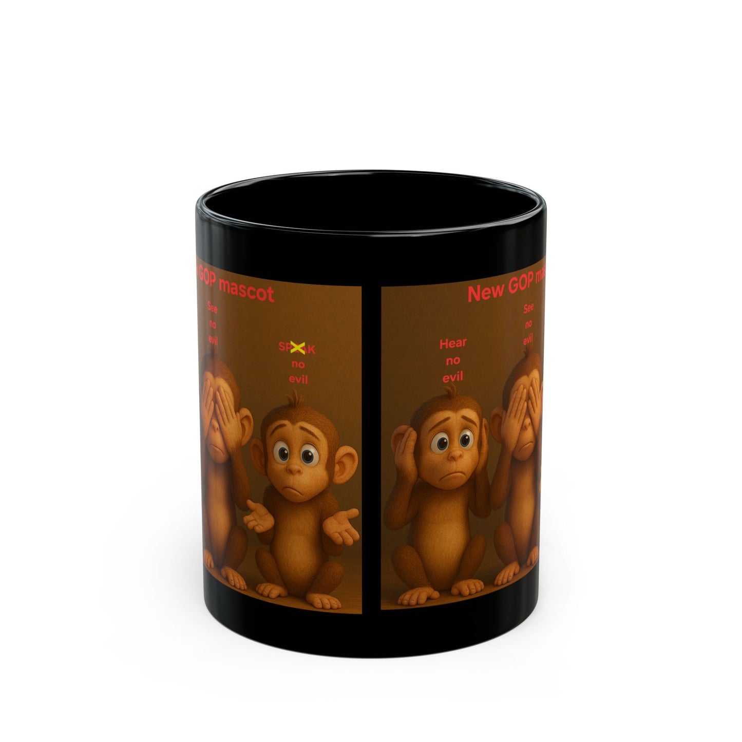 Funny GOP Mascot Black Mug - Hear no evil, see no evil, speak no evil