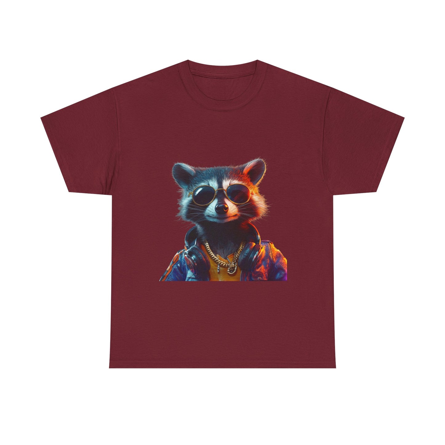 Cool Hipster Raccoon Graphic Unisex Heavy Cotton Tee - Perfect for Animal Lovers and Casual Style!
