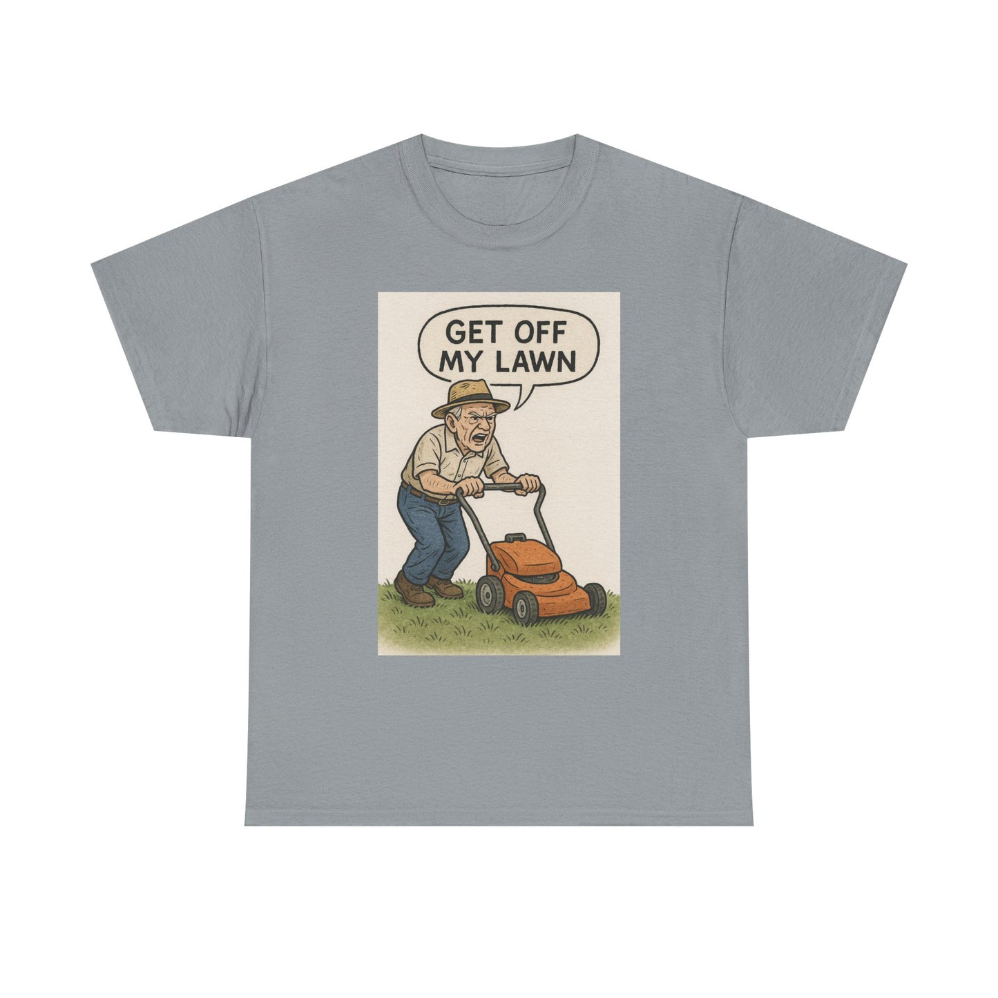 Get Off My Lawn Graphic Tee | Funny Unisex Cotton T-Shirt, Gift for Gardeners, Dad Humor Shirt, Lawn Care Lover's Apparel
