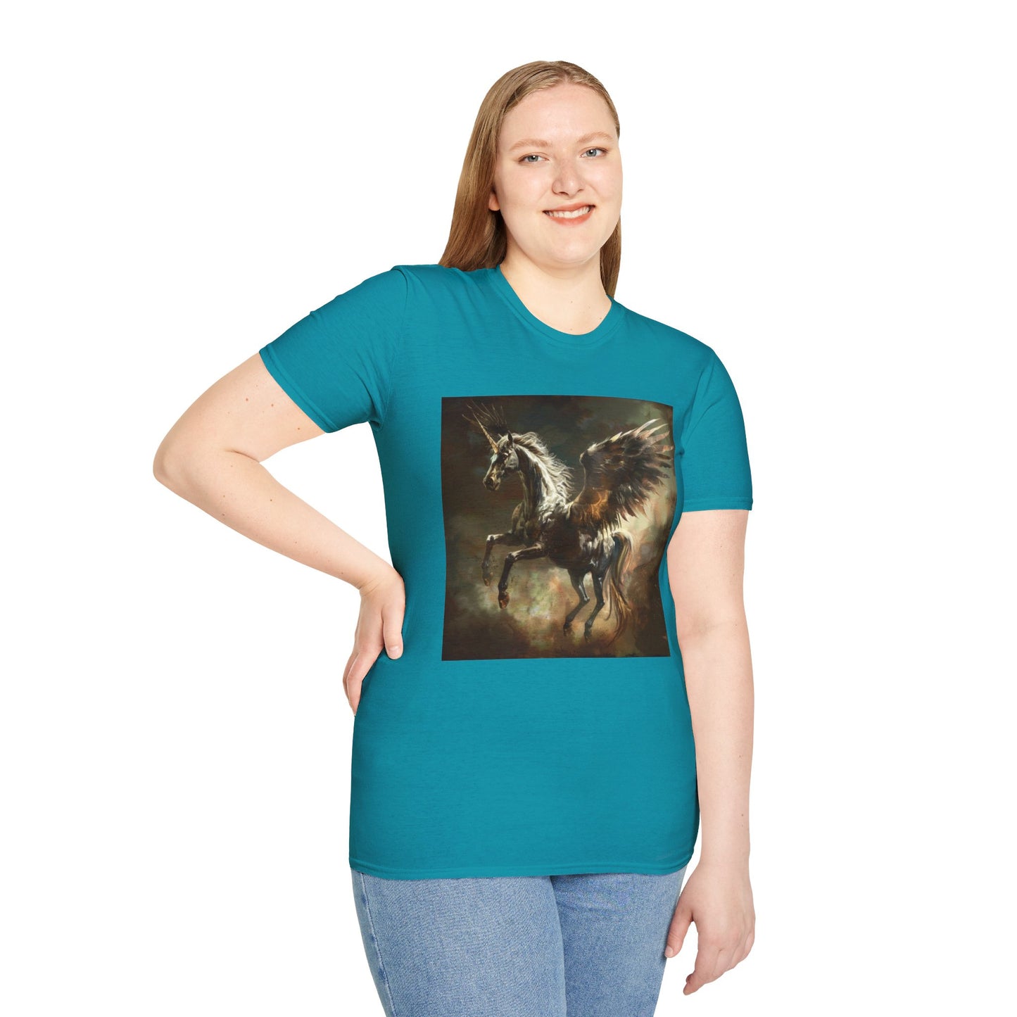 Pegasus flying Unicorn - Unisex Softstyle T-Shirt
