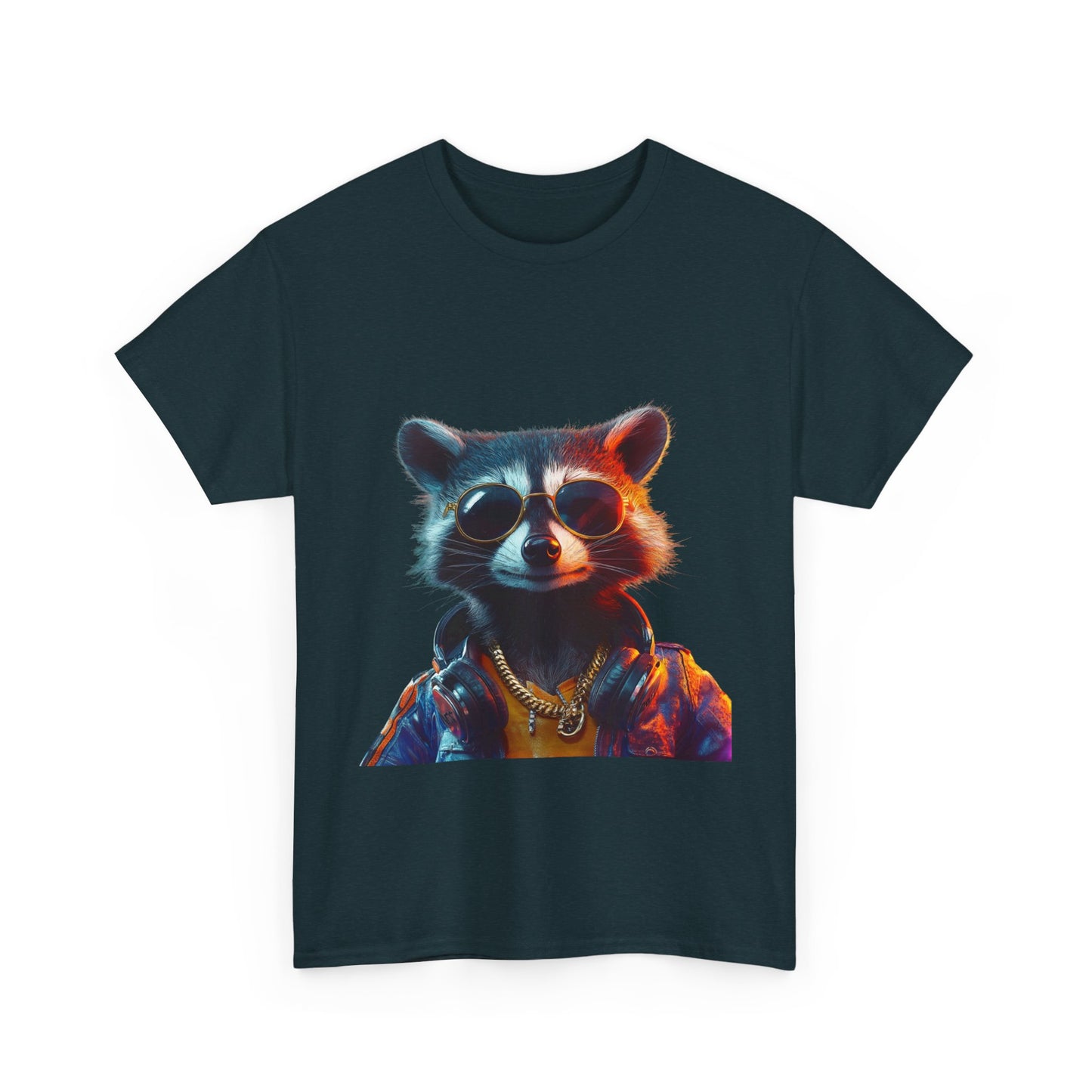 Cool Hipster Raccoon Graphic Unisex Heavy Cotton Tee - Perfect for Animal Lovers and Casual Style!