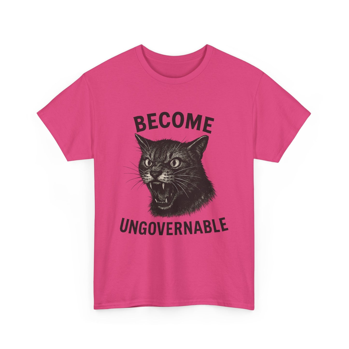"Become Ungovernable" Unisex Heavy Cotton Tee - Bold Graphic T-Shirt for Cat Lovers