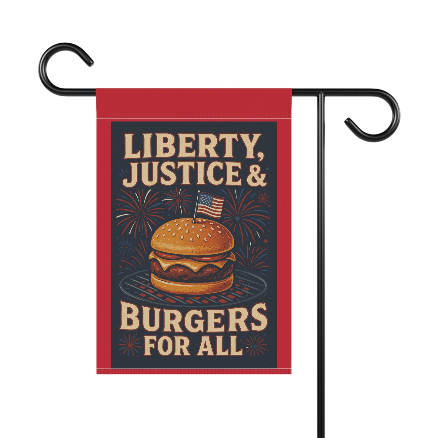 Garden Banner - Patriotic 'Liberty, Justice & Burgers for All'