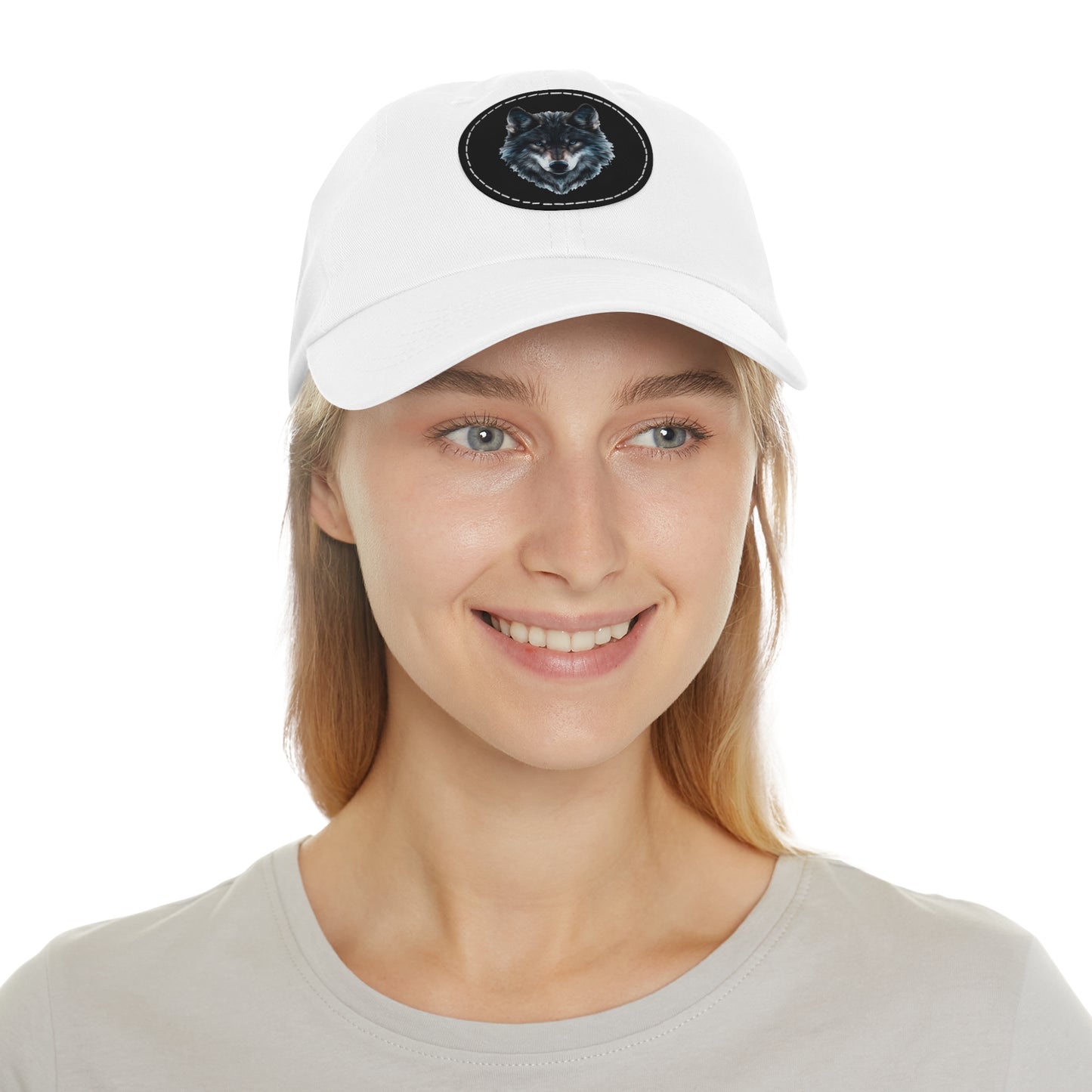 Wolf - Dad Hat with Leather Patch (Round)