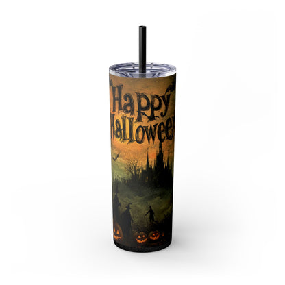 Tumbler Cup - Haunted Castle & Happy Halloween Design