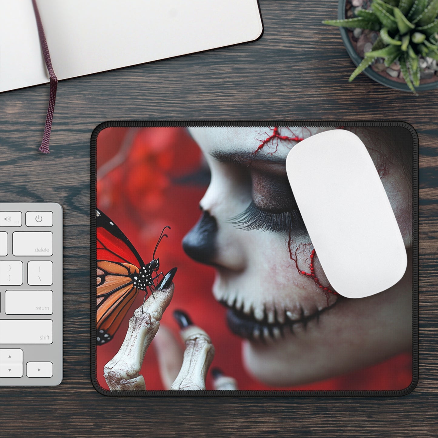 Day of the dead Female with Butterfly - Gaming Mouse Pad