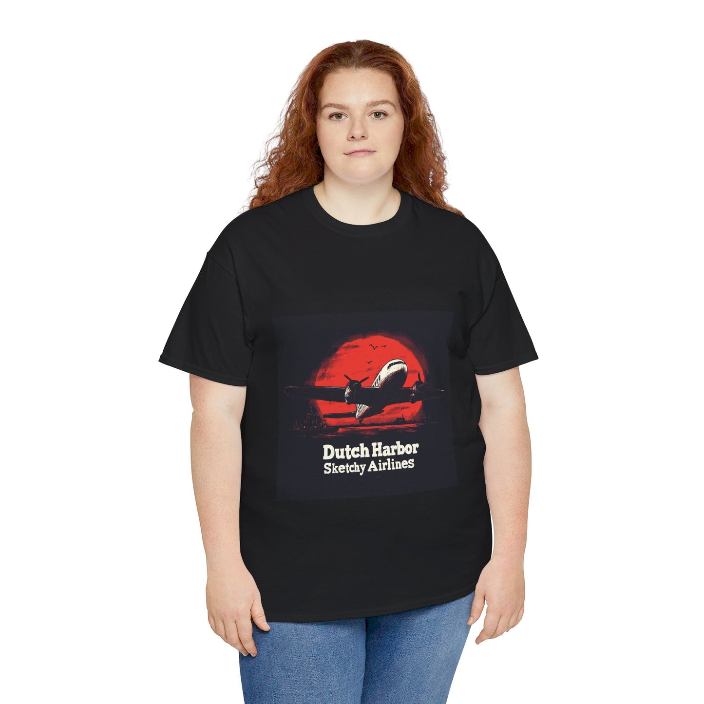 Dutch Harbor Sketchy Airlines - Unisex Heavy Cotton Tee