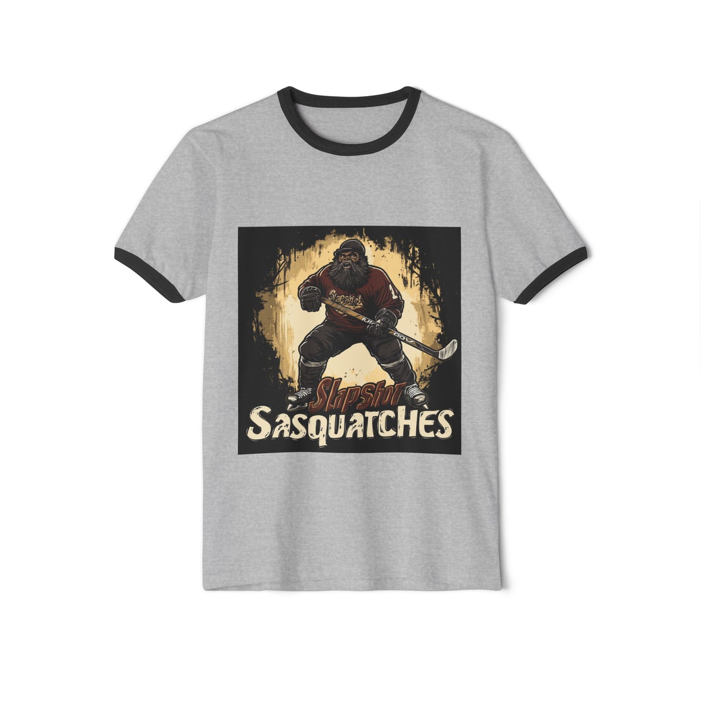 Slapshot Sasquatches hockey club - Unisex Cotton Ringer T-Shirt