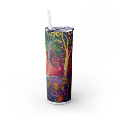 Painted Spiral Trees - Skinny Tumbler with Straw, 20oz