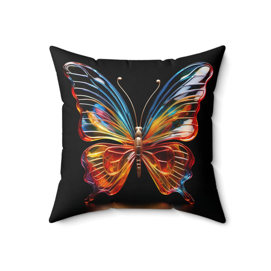 Glass Butterfly - Spun Polyester Square Pillow