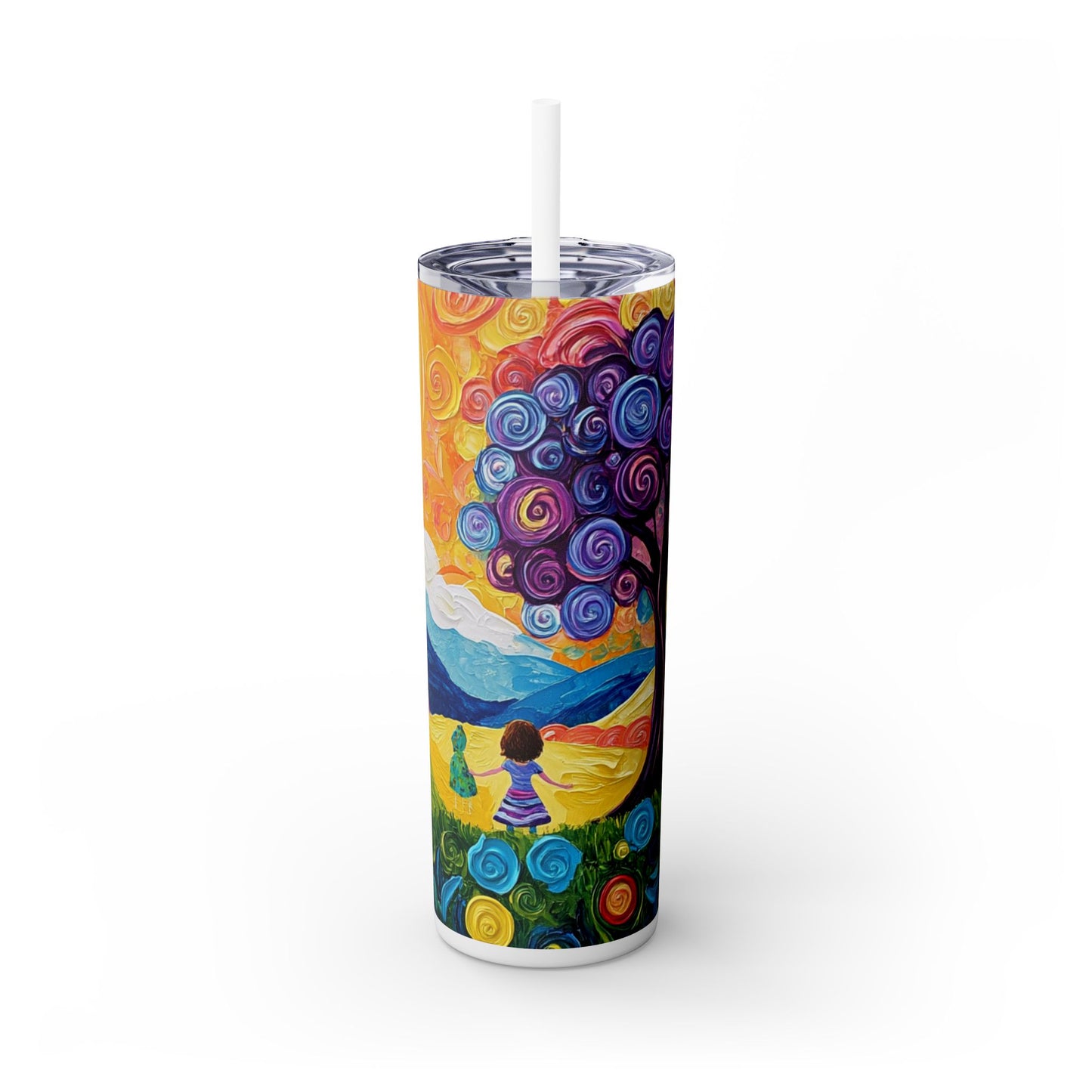 Field of spiral dreams - Skinny Tumbler with Straw, 20oz