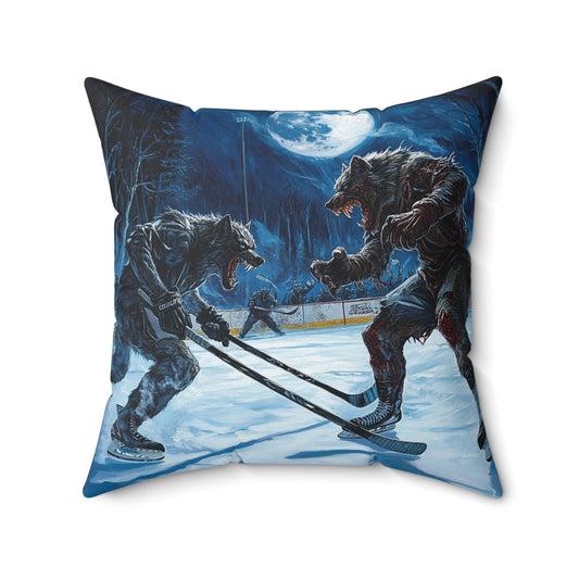 Werewolf Hockey - Spun Polyester Square Pillow