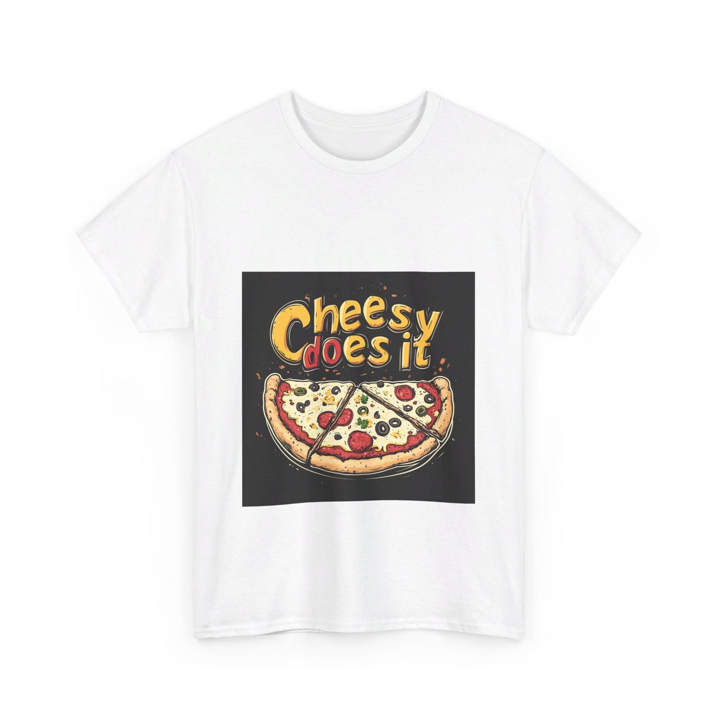 Cheesy Does it Pizza - Unisex Heavy Cotton Tee